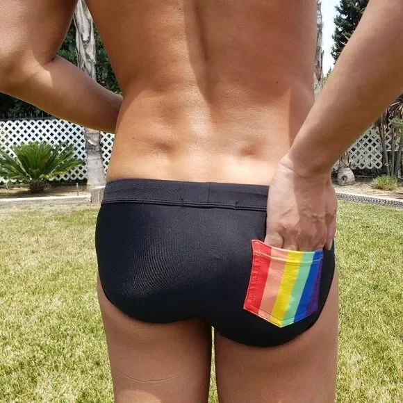 Men's Sexy Swim Briefs Resort Wear Black Size XL - Picture 2 of 3